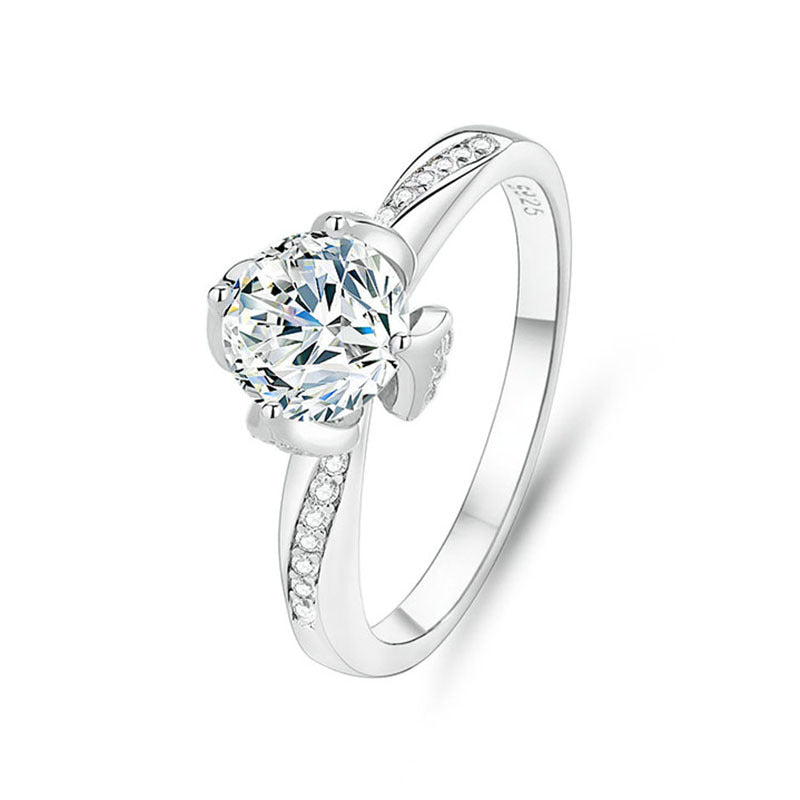 S925 sterling silver one carat moissanite ring
