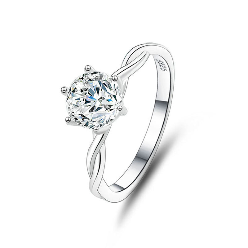 S925 sterling silver one carat moissanite ring