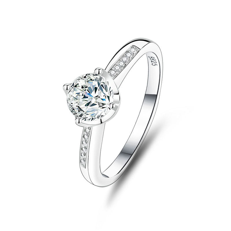 S925 sterling silver one carat moissanite ring