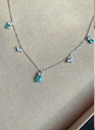 Sterling silver S925 Pallai Ba zircon drop necklace