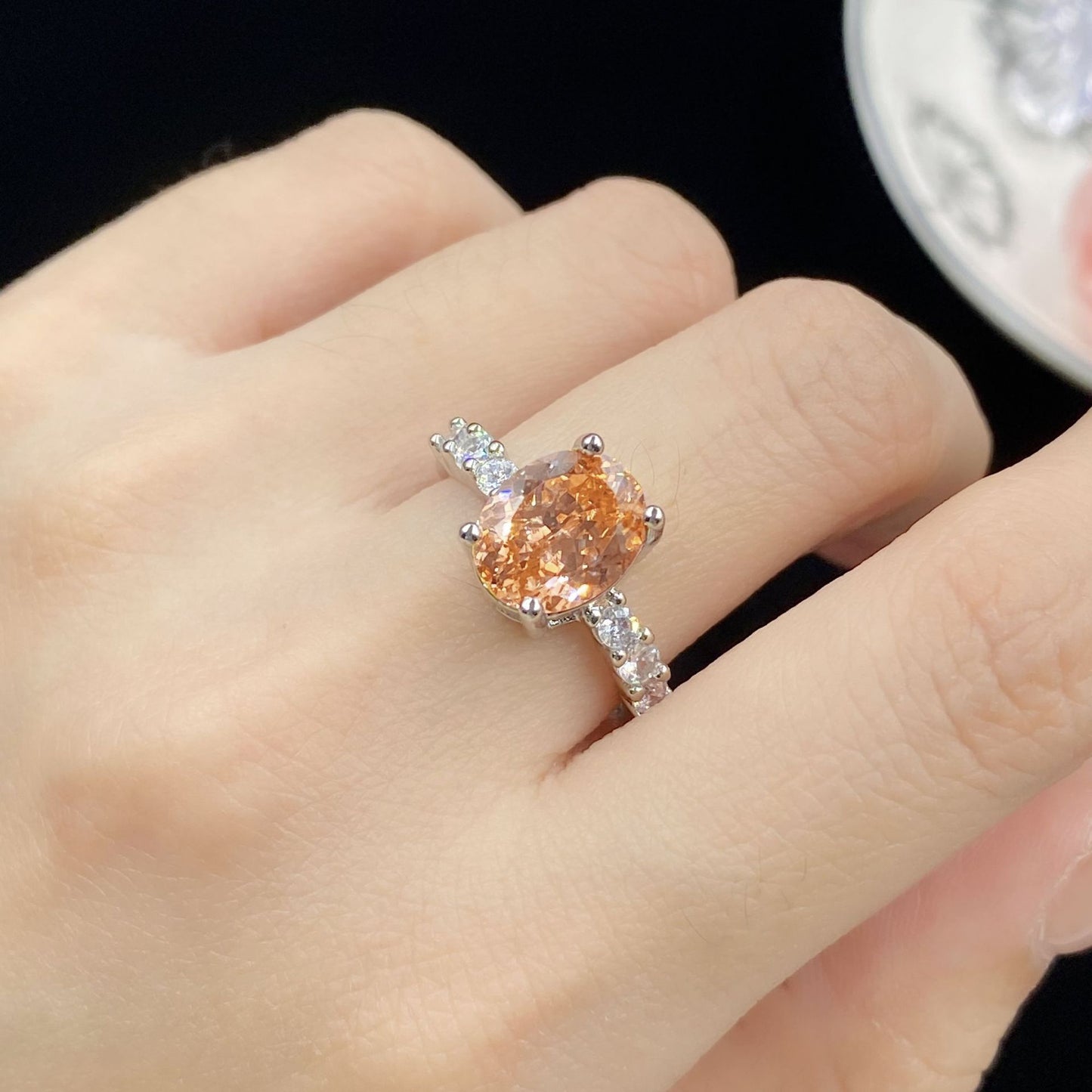 Zircon pigeon eggs split ring