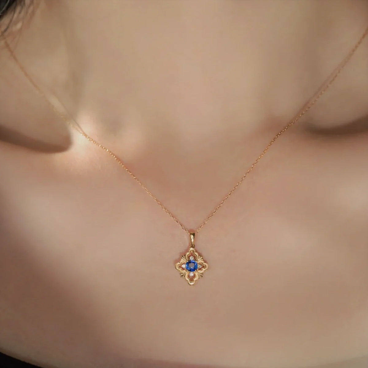 S925 sterling silver clavicle chain pendant necklace