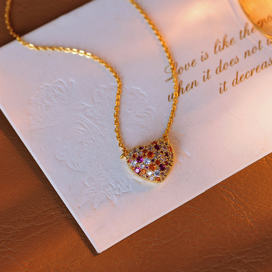 Love necklace bracelet earrings set with pink zircon