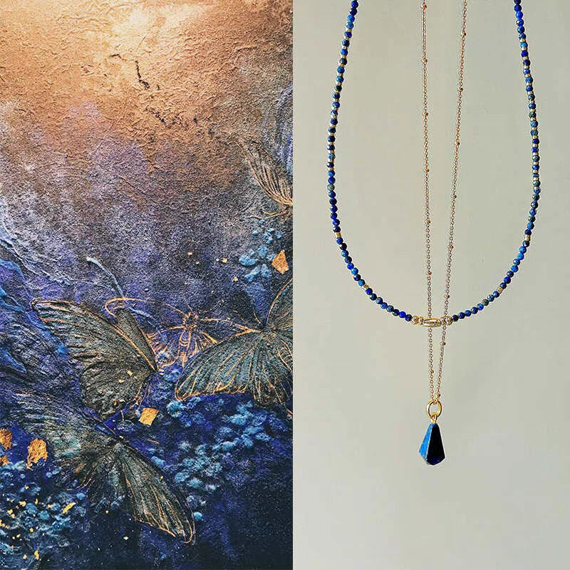 Natural lapis lazuli necklace earrings set