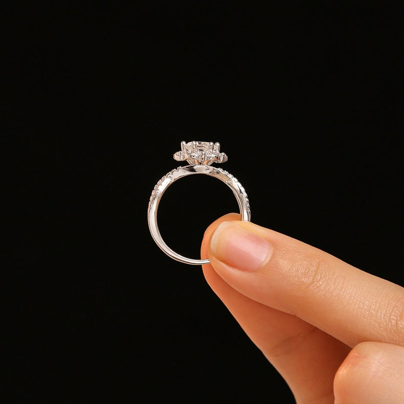 S925 silver one carat D color Mosan diamond ring