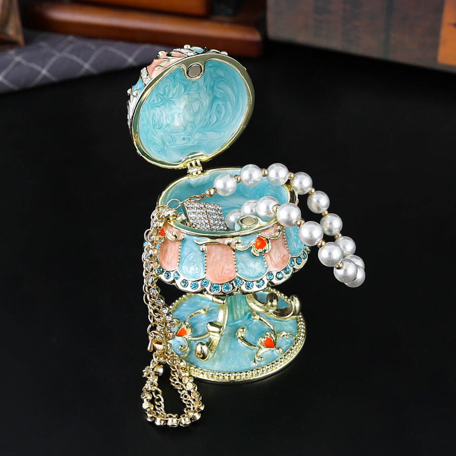 Enamel Metal Diamond-Studded Lamp Jewelry Box