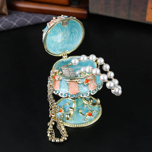 Enamel Metal Diamond-Studded Lamp Jewelry Box