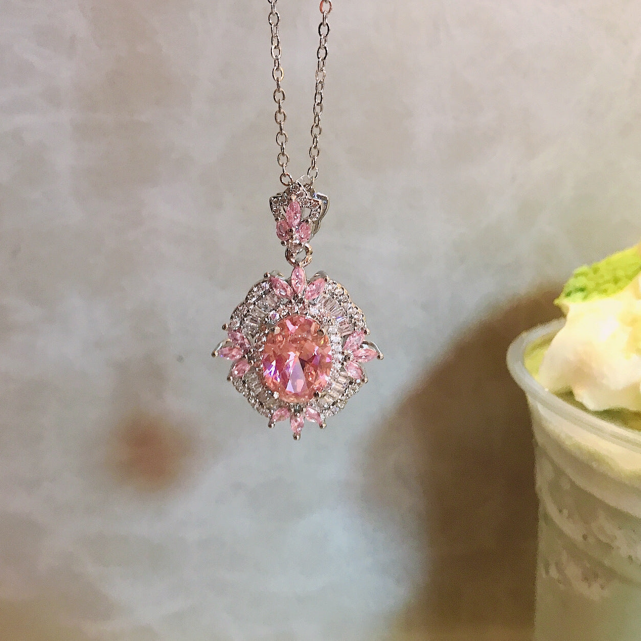 Gold-plated micro-inlaid zirconium diamond ring earrings necklace set