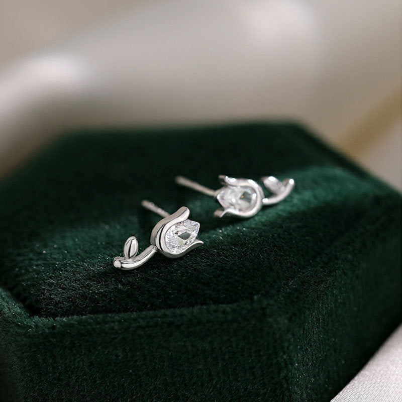 S925 sterling silver tulip earrings