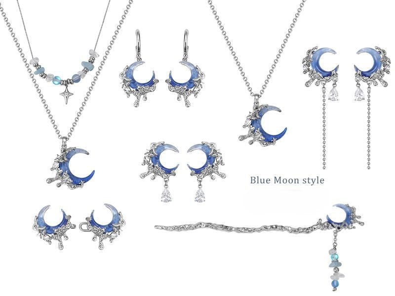 Blue moon necklace earrings