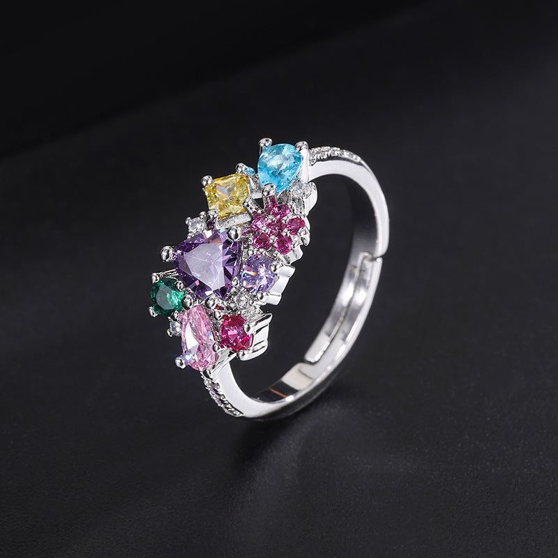 Colored tourmaline necklace ring set