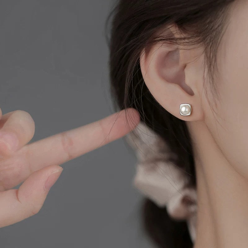 S999 sterling silver pearl earrings