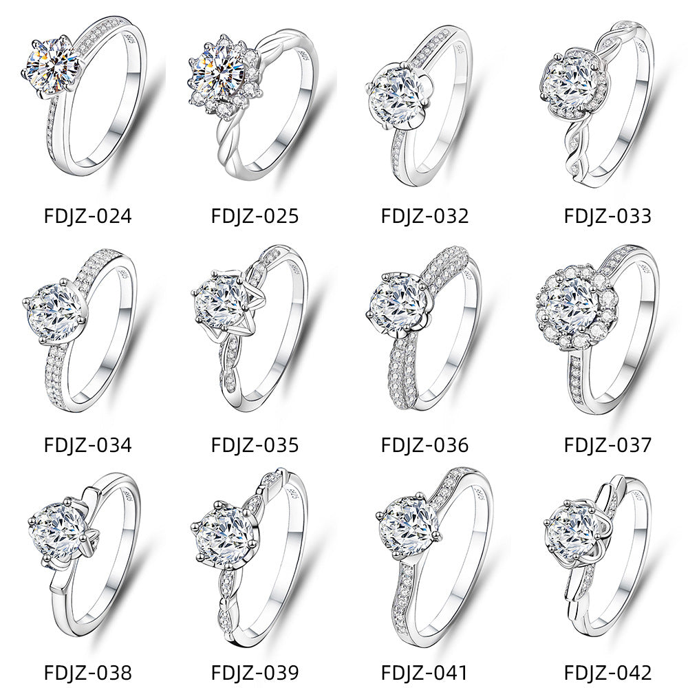 S925 sterling silver one carat moissanite ring