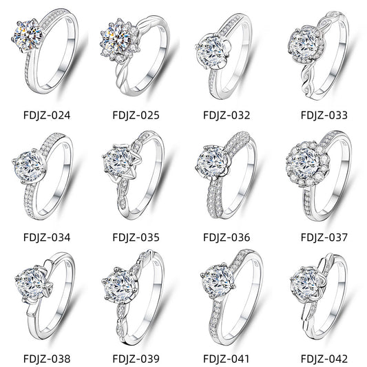 S925 sterling silver one carat moissanite ring