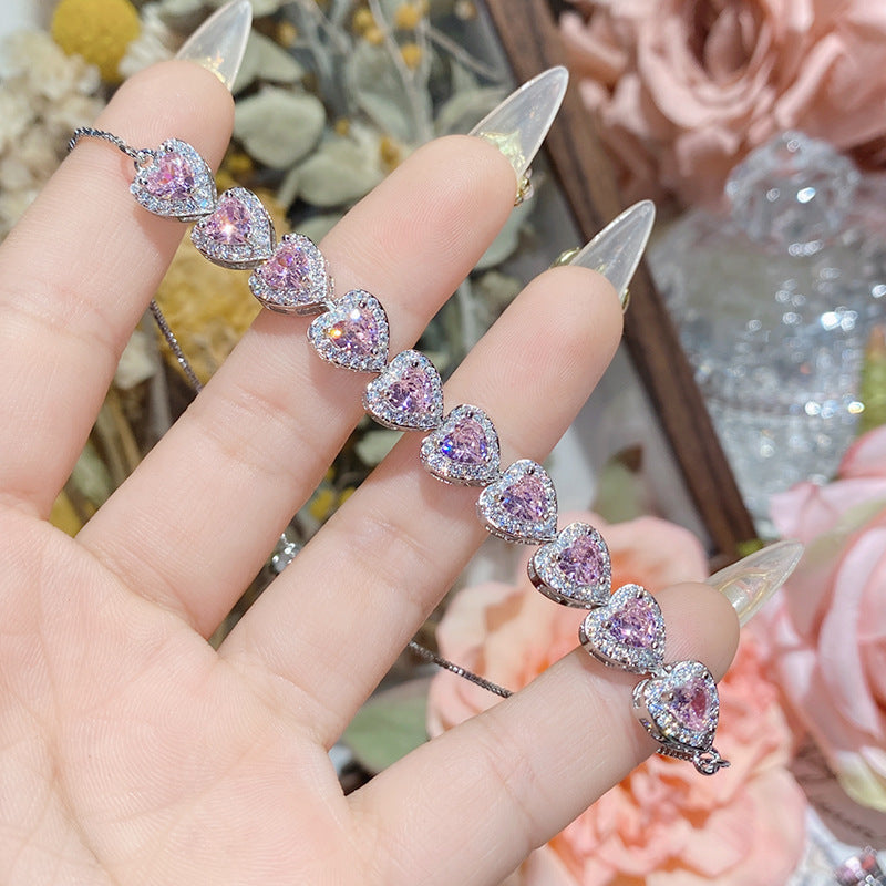 Pink gemstone plated with 18K gold Super Flash full diamond bracelet