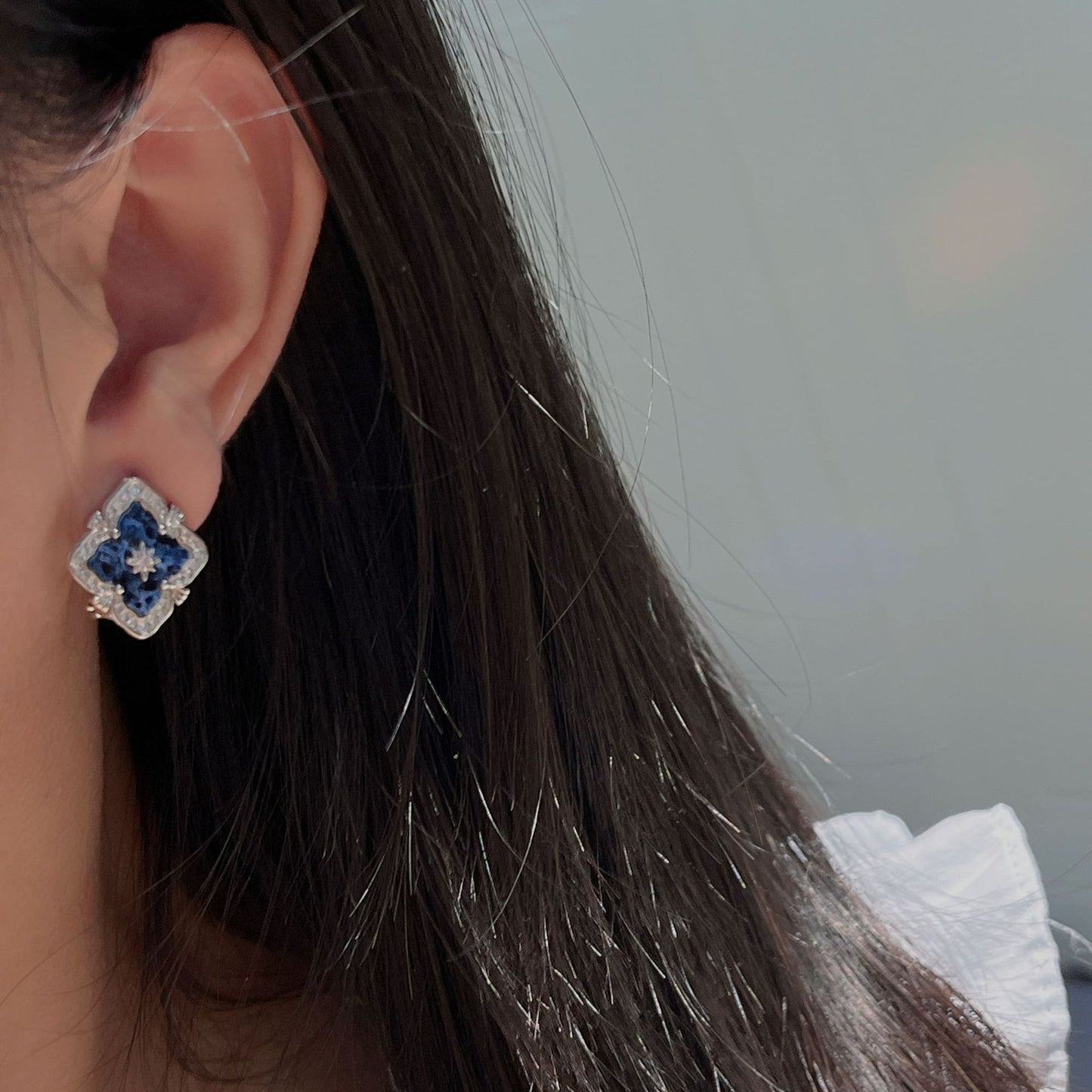 Four-leaf clover blue Peter necklace bracelet ring earrings