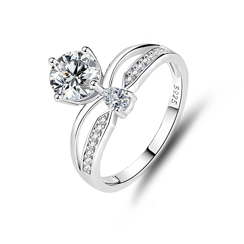 S925 sterling silver one carat moissanite ring