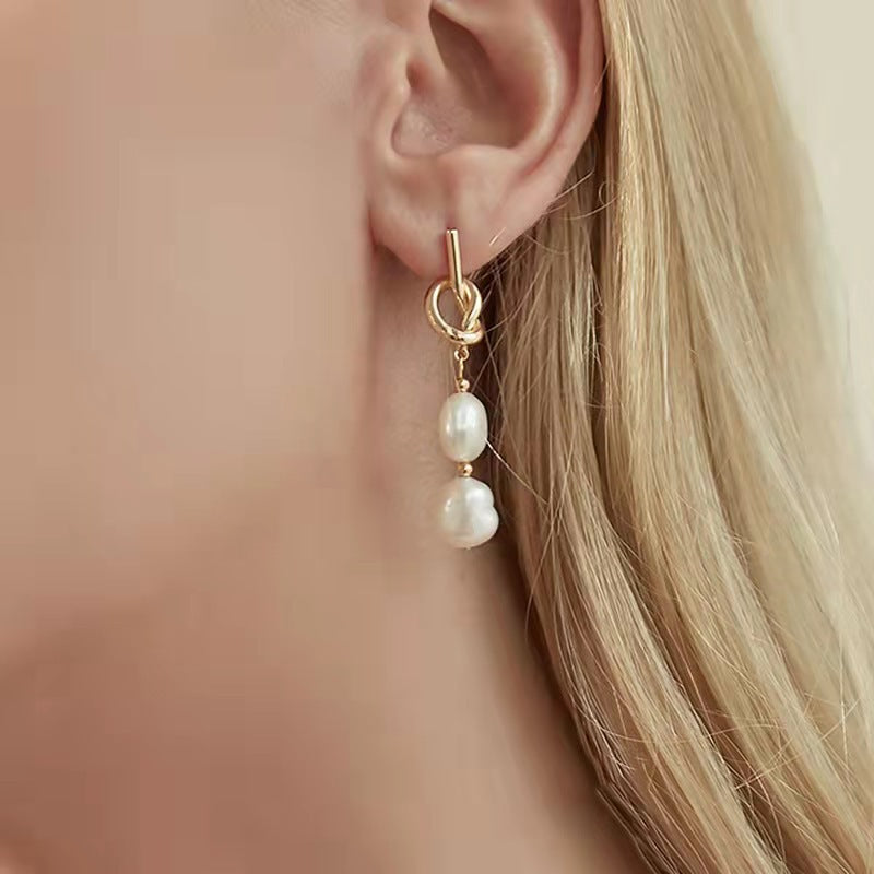 Natural freshwater pearl earrings S925 silver needle baroque irregular