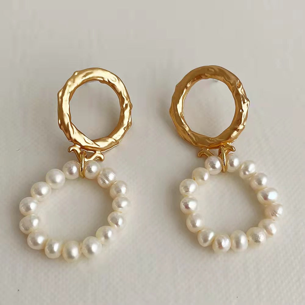 Natural freshwater pearl earrings S925 silver needle baroque irregular