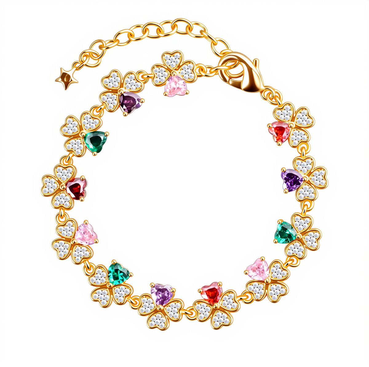 Colorful Cubic Zirconia Flower Bracelet