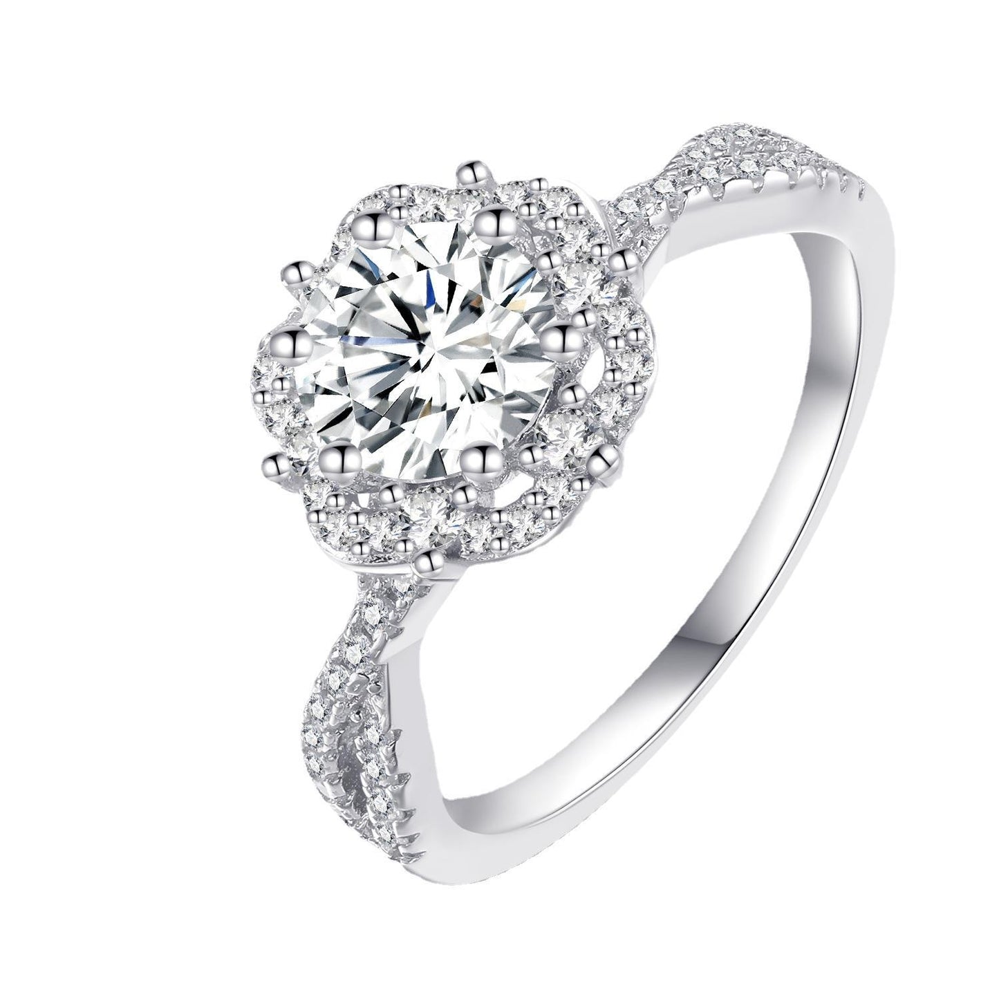 S925 silver one carat D color Mosan diamond ring