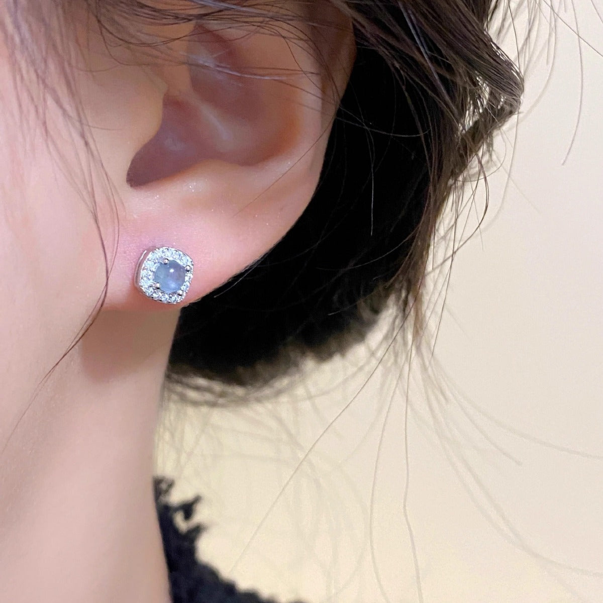 Natural blue-green emerald earrings