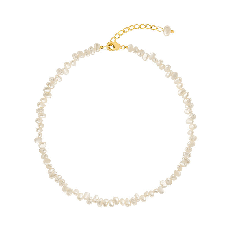 Baroque millet freshwater pearl gold-plated necklace bracelet