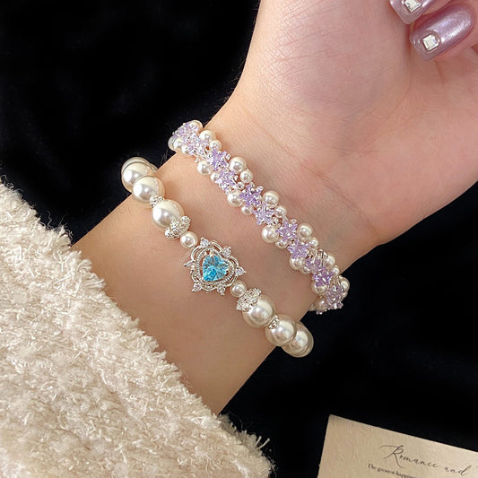 Swarovski Pearl Love Bow Pentacle Zircon Bracelet