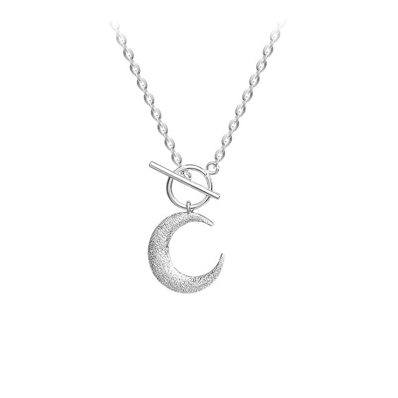 S925 sterling silver glitter moon OT buckle necklace