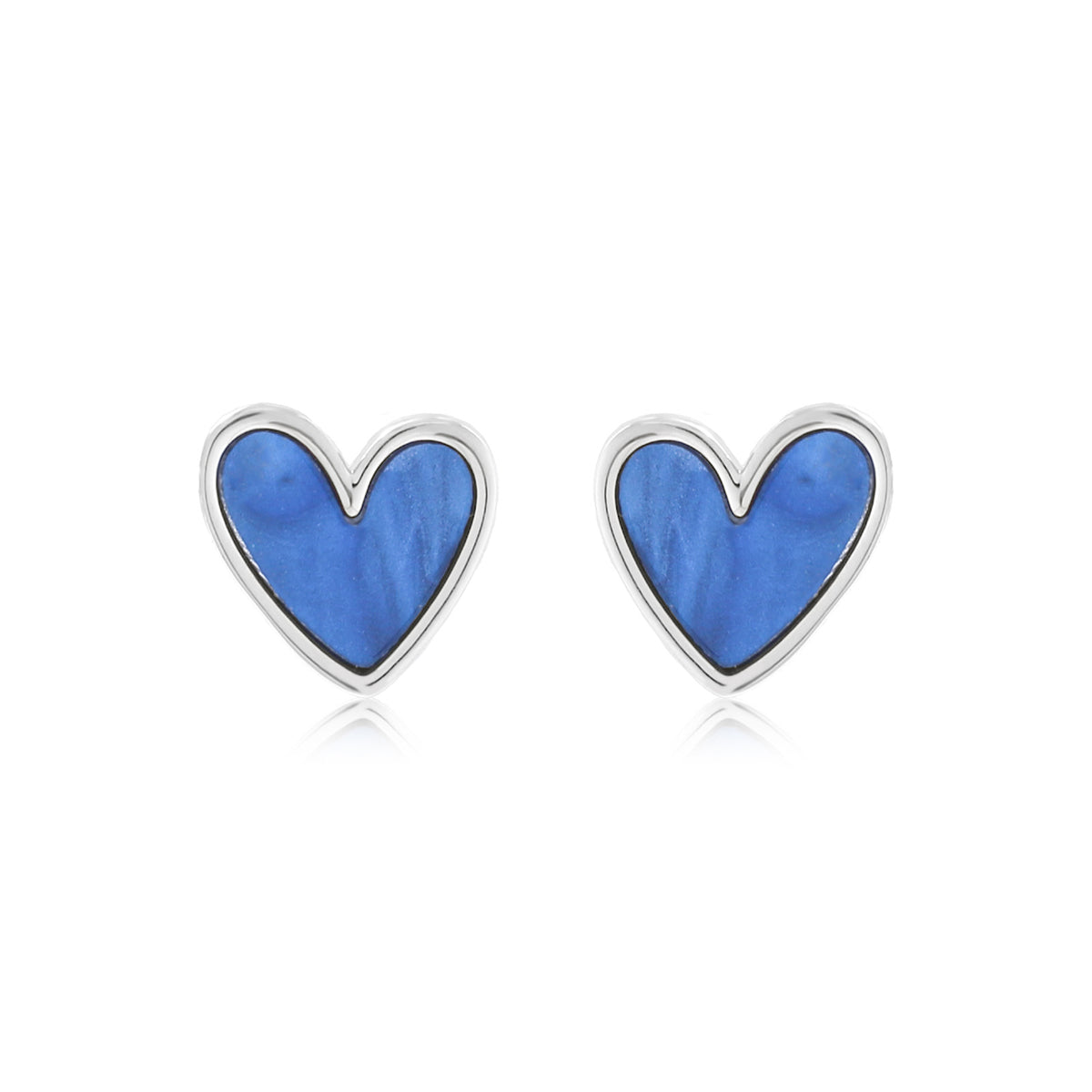 Klein Blue Heart Stud Earrings with S925 Silver Posts, Bracelet