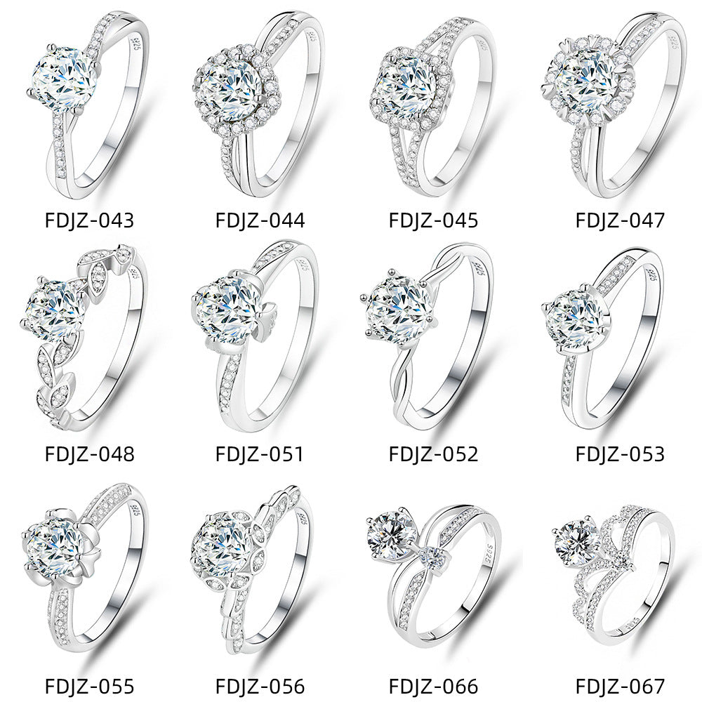 S925 sterling silver one carat moissanite ring