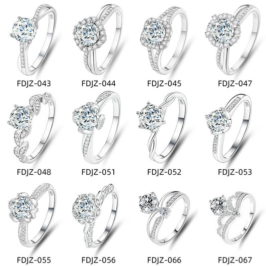 S925 sterling silver one carat moissanite ring