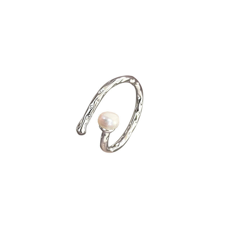 S925 sterling silver freshwater pearl flower ring