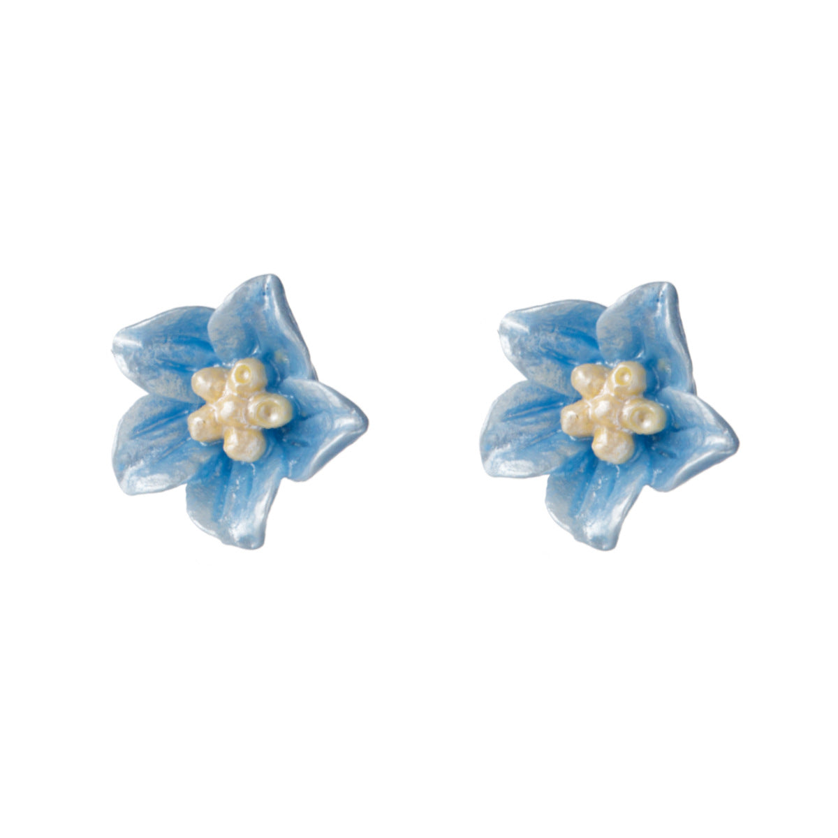 S925 Silver Blue Flower Earrings Camellia