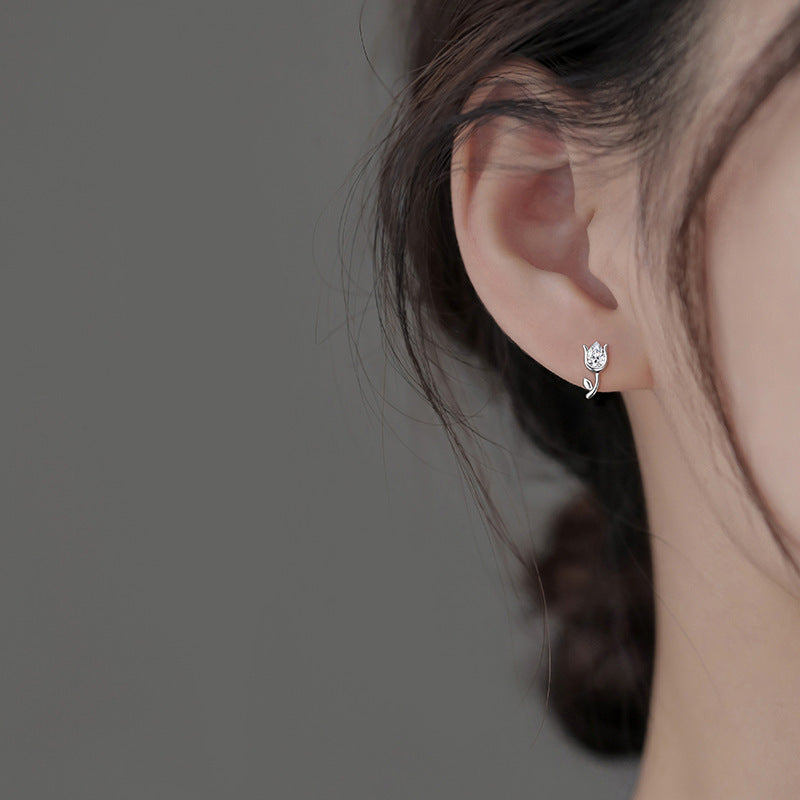 S925 sterling silver tulip earrings