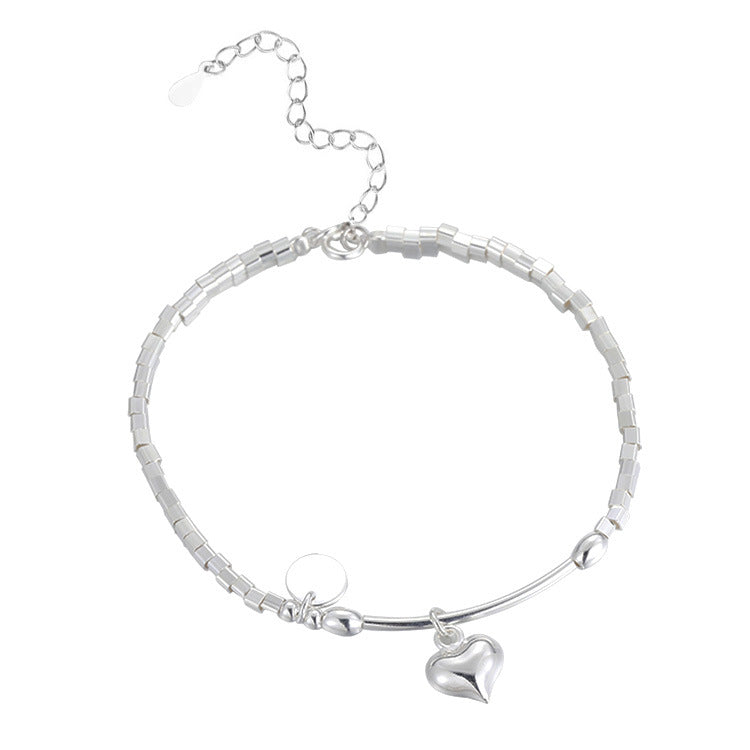 S925 sterling silver cube broken silver love bracelet
