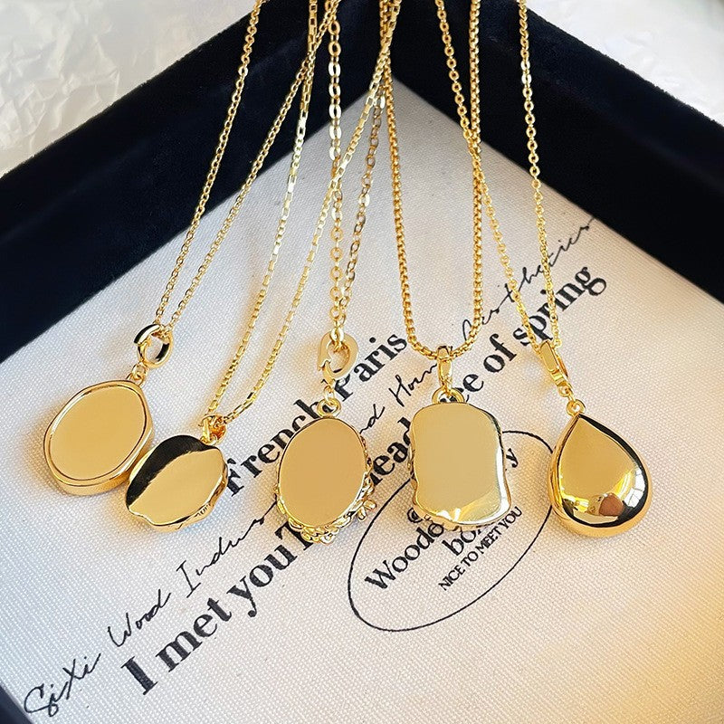 Copper-plated 18k gold oil painting pearl necklace