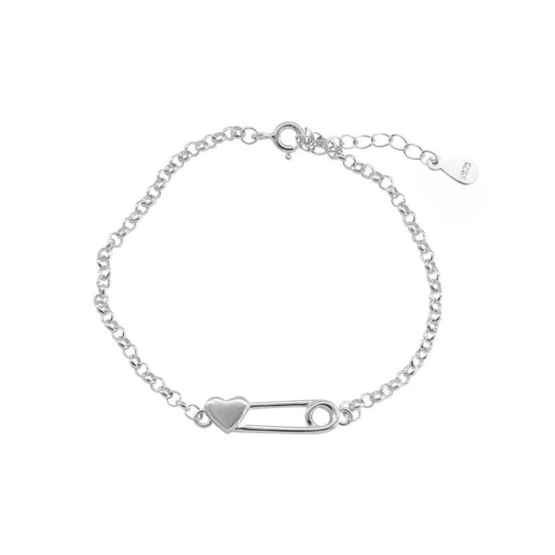 S925 sterling silver paper clip love bracelet