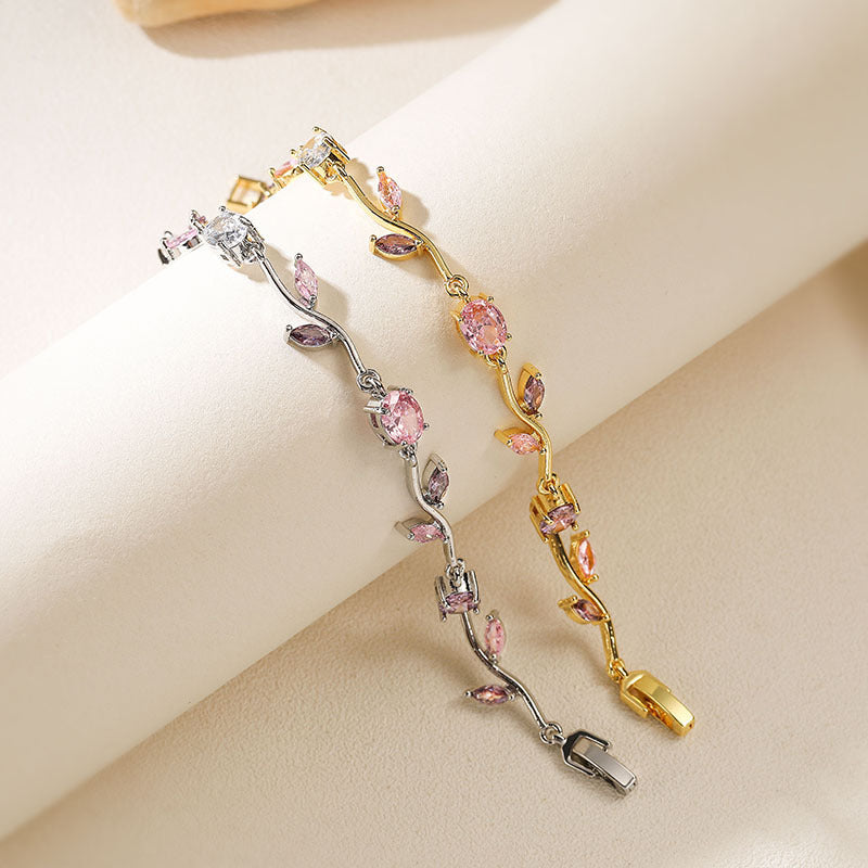 Branches and leaves tourmaline colored gemstones Candy-colored Lily of the Valley bracelet
