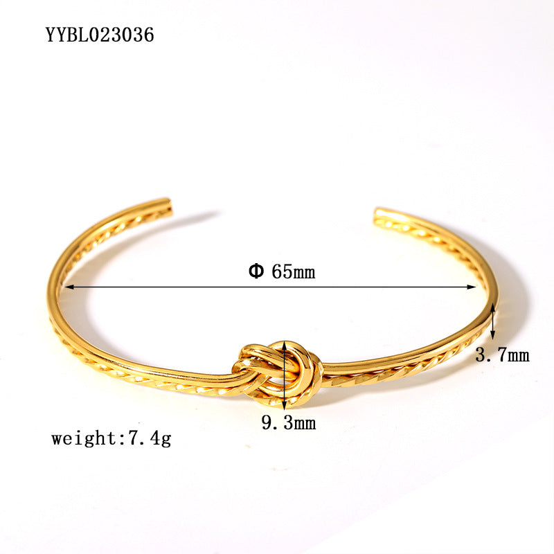 Stainless steel knotted bracelet colorfast 18K gold-plated titanium steel