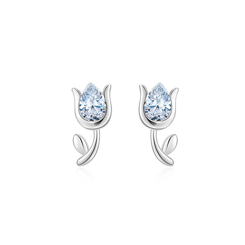 S925 sterling silver tulip earrings