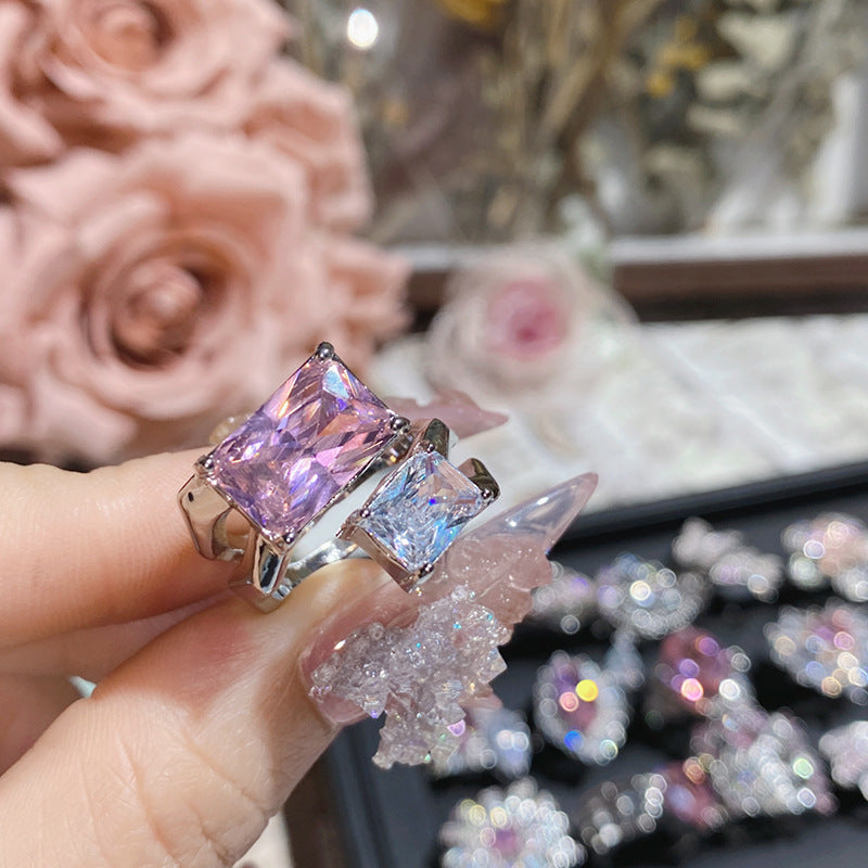 Pink zircon ring plated with 18K gold