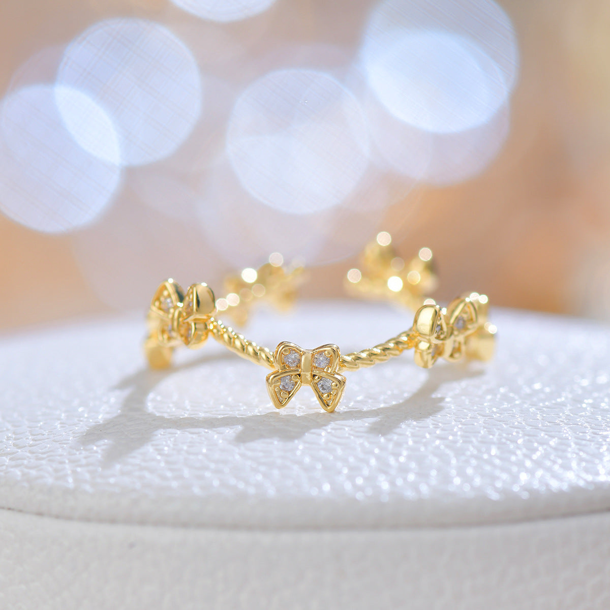 Purple flower dripping zircon butterfly opening ring