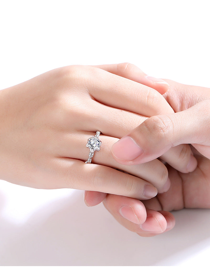 S925 sterling silver one carat moissanite ring