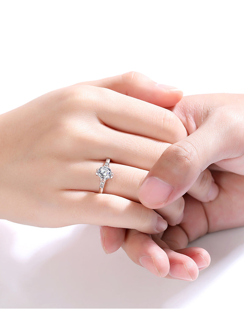 S925 sterling silver one carat moissanite ring