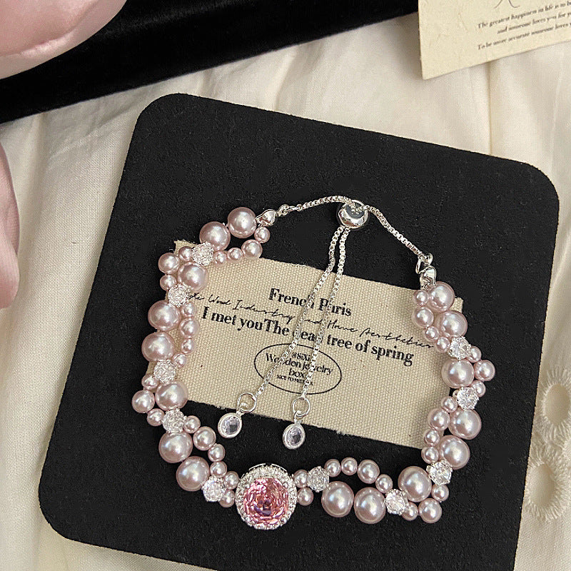 Manta rose Swarovski pearl micro-inlaid zircon bracelet
