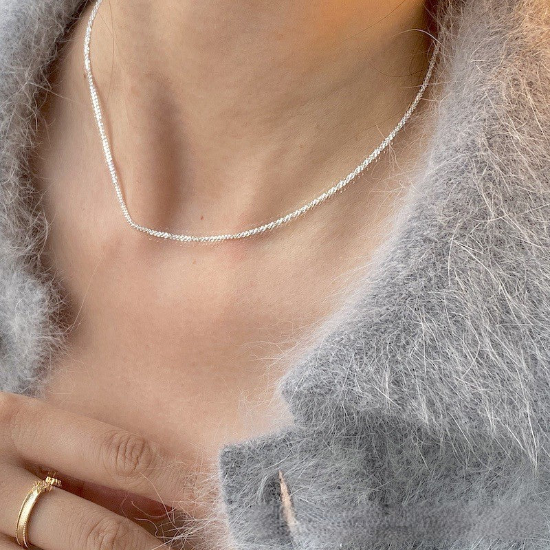 S925 sterling silver sparkling necklace