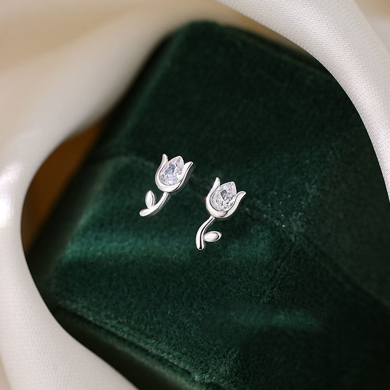 S925 sterling silver tulip earrings