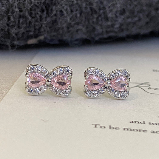 Super Flash Zircon Bow Earrings