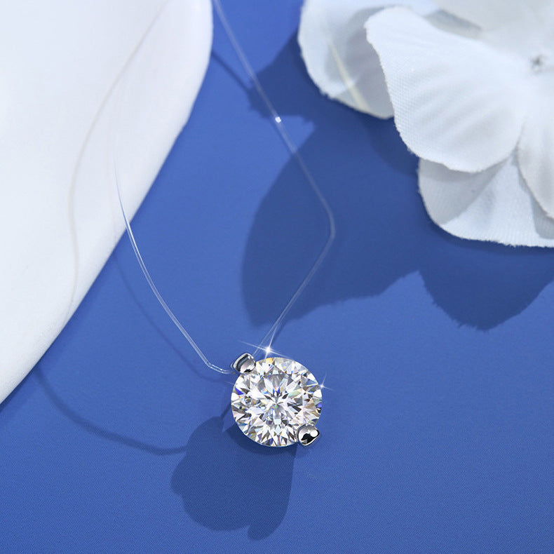 Invisible fishing line mermaid's tears zircon necklace